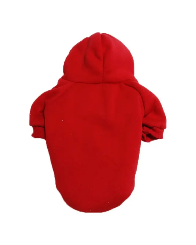 Felpa Ciuffo color rosso indossata da un cane