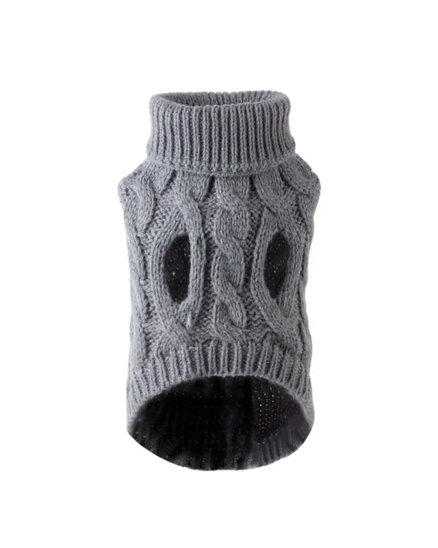 Maglione Trecciolo color grigio indossata da un cane